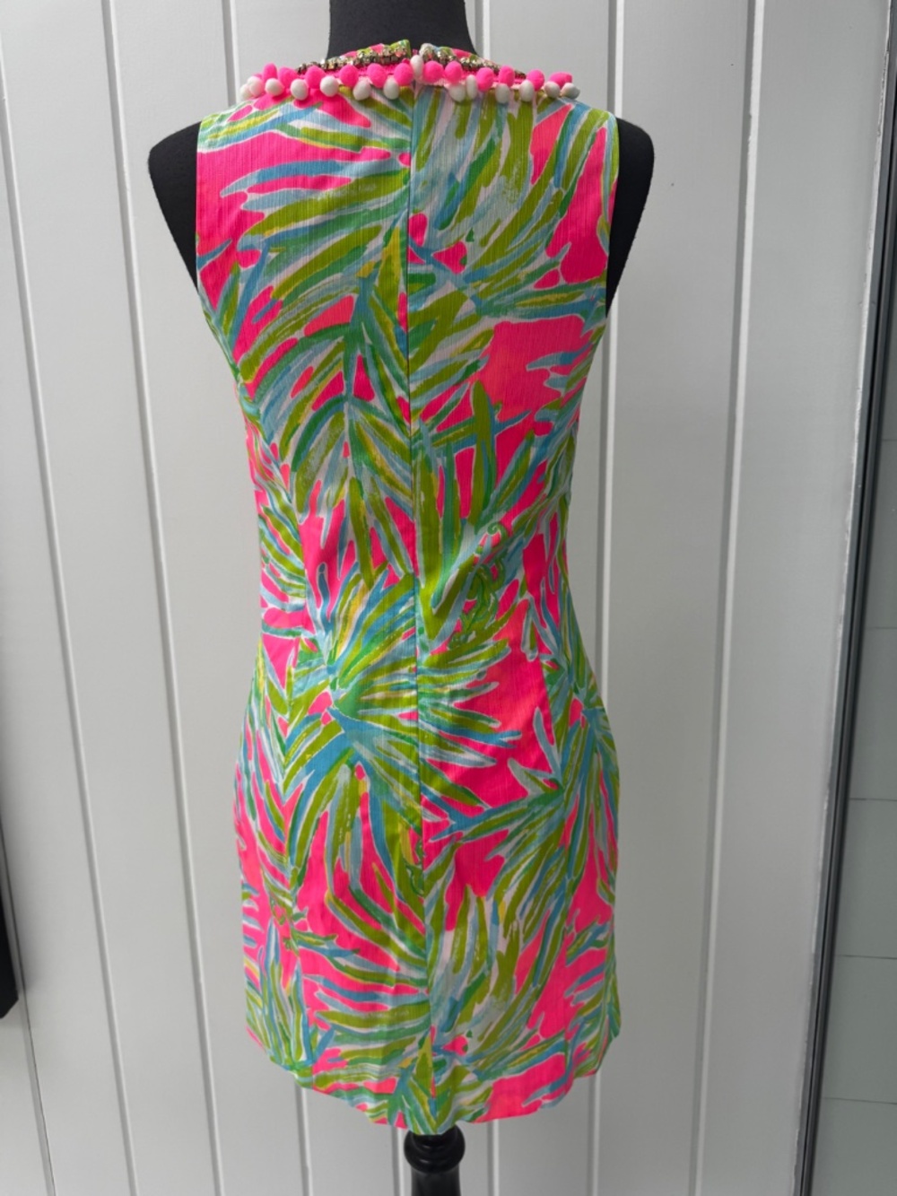 LILLY PULITZER MILA SHIFT DRESS TIKI PINK ROYAL PALM POM POM SIZE 00 - Picture 4 of 9